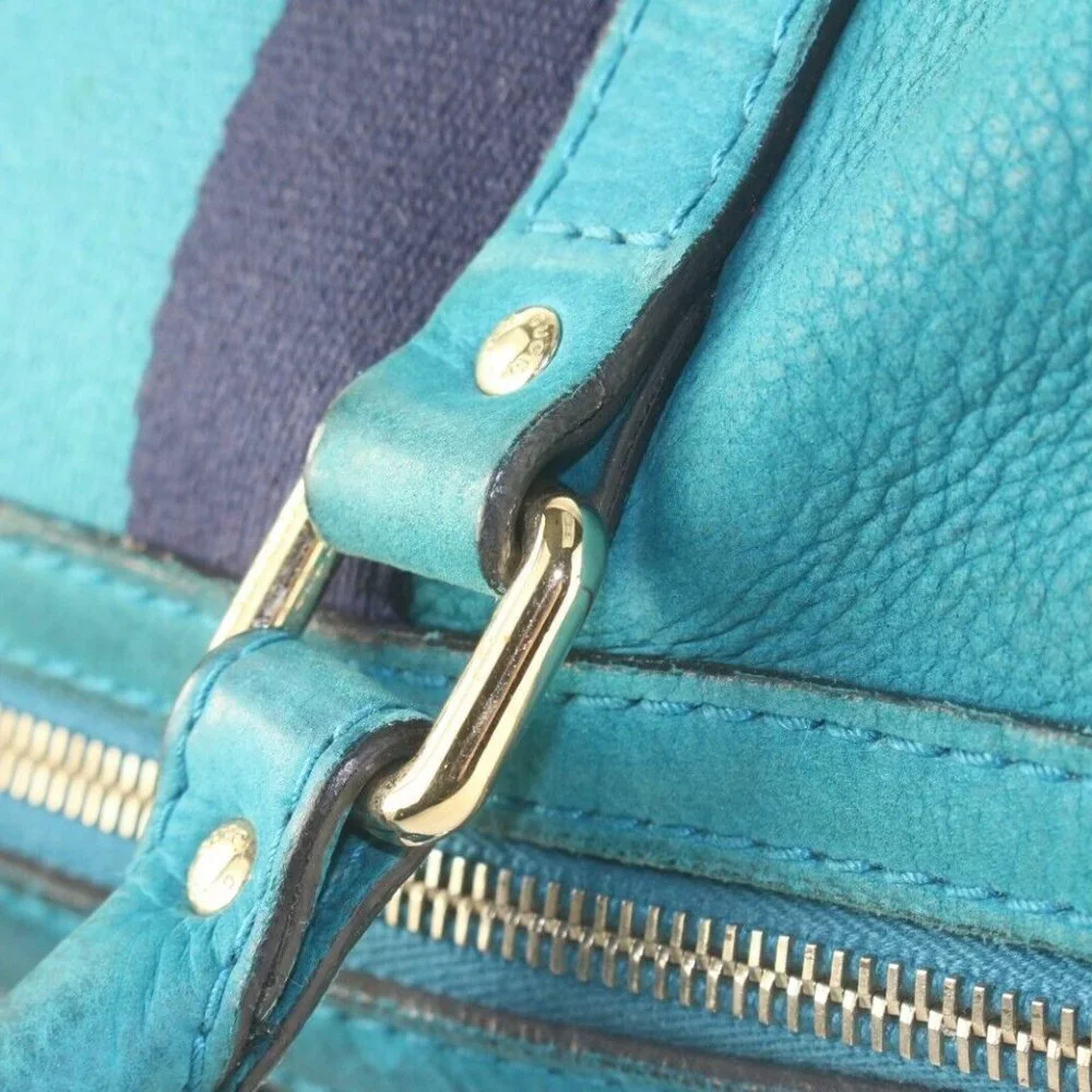 GUCCI Teal Nubuck Leather Boston Bag Joy 6GG1026K